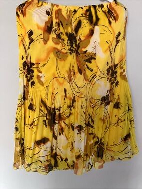 Yellow Floral Pleated Women’s Skirt